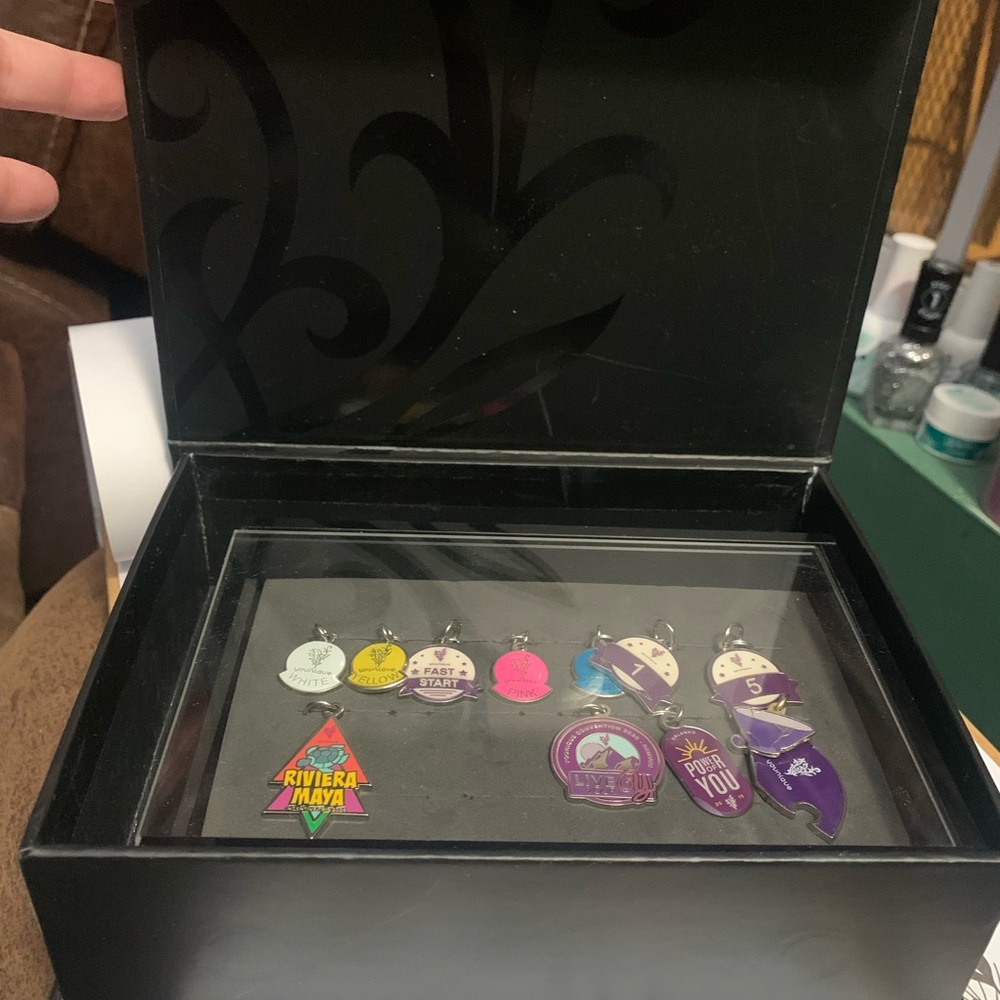 Younique magnetic box with display case and 12 charms